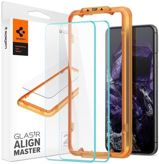 Spigen Screenprotector geschikt voor Google Pixel 8 - Tempered Glas met Montage 2 stuks - Transparant