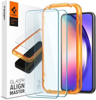 Spigen Screenprotector geschikt voor Samsung Galaxy A54 - Tempered Glas met Montage 2 stuks - Transparant