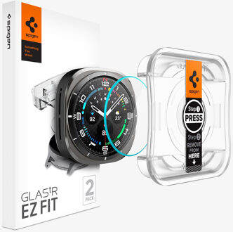 Spigen Screenprotector geschikt voor Samsung Galaxy Watch Ultra - Tempered Glas met Montage 2 stuks - Transparant