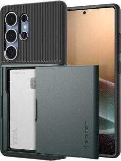 Spigen Slim Armor CS Backcover voor de Samsung Galaxy S25 Ultra - Abyss Green Donkergroen