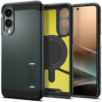 Spigen Tough Armor Backcover MagSafe voor de Samsung Galaxy S25 Edge - Abyss Green Donkergroen