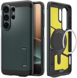 Spigen Tough Armor Backcover MagSafe voor de Samsung Galaxy S26 Ultra - Abyss Green Donkergroen