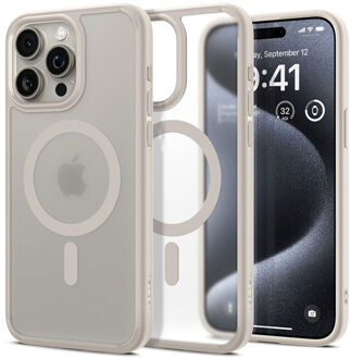 Spigen Ultra Hybrid Backcover MagSafe voor de Apple iPhone 15 Pro - Frost Natural Titanium Transparant