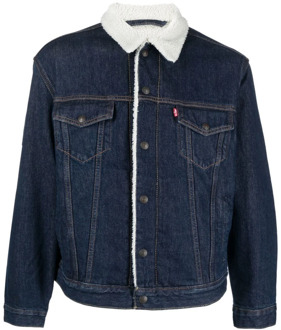 spijker trucker jack Sherpa donkerblauwe denim, maat XL