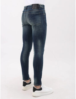 Spijkerbroek met gaten slim fit stretch mm - maat 31 Blauw