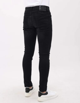 Spijkerbroek met scheuren slim fit mm Zwart - 30