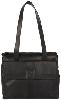 Spikes & Sparrow Durante Laptop Shoulderbag 12" black damestas Zwart - H 27 x B 32 x D 9 cm