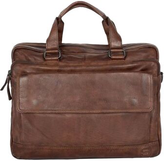 Spikes & Sparrow Kevin Business Laptopbag 15.6" brown schoudertas heren Bruin - H 29 x B 37.5 x D 10.5 cm