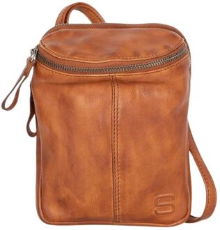 Spikes & Sparrow Naomi Phonebag brandy crossbody dames Cognac - H 19 x B 15 x D 8 cm