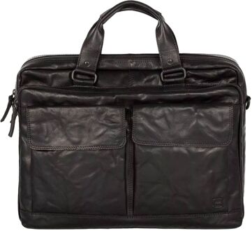 Spikes & Sparrow Robert Businessbag 17" black schoudertas heren Zwart - H 32.5 x B 43 x D 11 cm