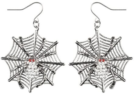 Spinnen heksen Halloween verkleed oorbellen voor dames Zilver