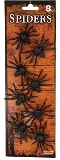 Spinnen zwart 8 stuks op kaart