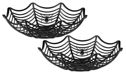 Spinnenweb schaal - 5x - zwart - D27 cm - kunststof - snoepschaal - Halloween decoratie