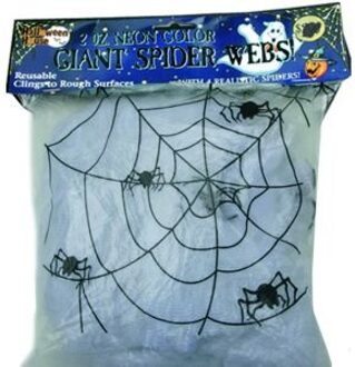 Spinneweb wit 50gr + 2 glow in dark spinnen Wit - Transparant