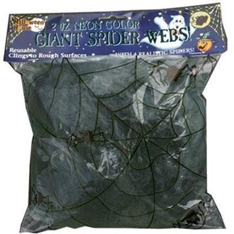 Spinneweb zwart 50gr + 2 glow in dark spinnen