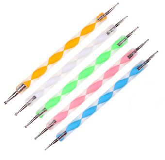 Spiraal Dubbele Hoofd Embossing Patroon 5 Stuks Nail Art Puntjes Gereedschap Punt Boor Rillen Pen Klei Modeling Tool Aardewerk Keramiek
