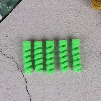 Spiraal Kabel Protector Data Lijn Siliconen Spoelopwinder Beschermende Voor Iphone Samsung Android Usb Opladen Oortelefoon Case Cover groen