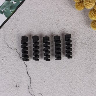 Spiraal Kabel Protector Data Lijn Siliconen Spoelopwinder Beschermende Voor Iphone Samsung Android Usb Opladen Oortelefoon Case Cover zwart