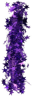 Spiraal kerstslinger - paars - folie - 750 cm - met sterren - kerstboomslinger