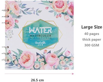 Spiraal Notebook Voor Aquarel Schilderen Sketchbook 40 Pagina 'S Blanco Papier 300GSM Losbladige Dagboek Kantoor Schoolbenodigdheden Briefpapier bloem-26.5cm