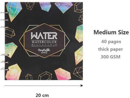 Spiraal Notebook Voor Aquarel Schilderen Sketchbook 40 Pagina 'S Blanco Papier 300GSM Losbladige Dagboek Kantoor Schoolbenodigdheden Briefpapier zwart-20cm
