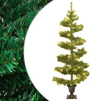 Spiraalkerstboom Met Pot En Led's 120 Cm Pvc Groen