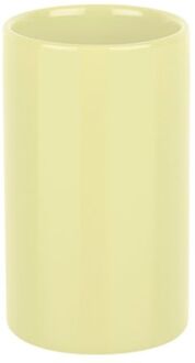 Spirella Badkamer drinkbeker/tandenborstelhouder Sienna - porselein - glans geel - 7 x 11 cm - Tandenborstelhouders