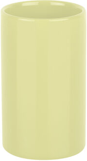 Spirella Badkamer drinkbeker/tandenborstelhouder Sienna - porselein - glans geel - 7 x 11 cm