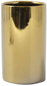 Spirella Badkamer drinkbeker/tandenborstelhouder Sienna - porselein - glans goud - 7 x 11 cm - Tandenborstelhouders Goudkleurig