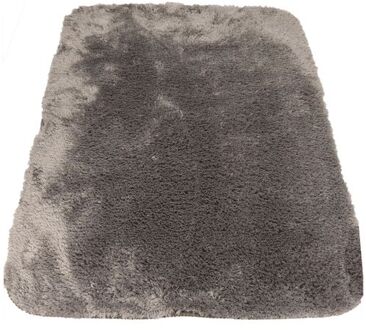 Spirella badkamer vloer kleedje/badmat tapijt - hoogpolig en luxe uitvoering - grijs - 60 x 90 cm - Microfiber