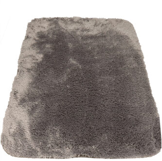 Spirella badkamer vloer kleedje/badmat tapijt - hoogpolig en luxe uitvoering - grijs - 60 x 90