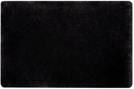 Spirella badkamer vloer kleedje/badmat tapijt - hoogpolig en luxe uitvoering - zwart - 60 x 90