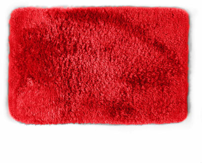 Spirella badkamer vloer kleedje/badmat tapijt - hoogpolig luxe uitvoering - rood - 40 x 60 cm