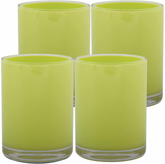 Spirella Drinkbeker/limonadebeker - 4x - luxe kunststof - limegroen - 440 ml - Bekers