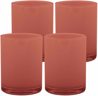 Spirella Drinkbeker/limonadebeker - 4x - luxe kunststof - terracotta - 440 ml - Bekers Bruin