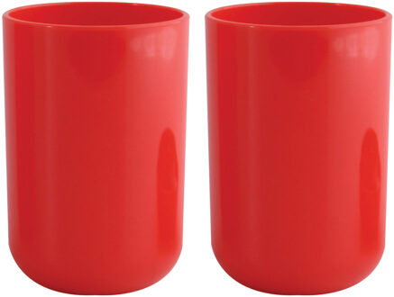 Spirella Drinkbeker/limonadebeker - 4x - PS kunststof - rood - 490 ml - Bekers
