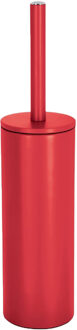 Spirella Luxe Toiletborstel in houder Cannes - rood - metaal - 40 x 9 cm - met binnenbak - Toiletborstels