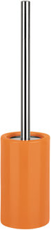 Spirella Luxe Toiletborstel in houder Sienna - oranje glans - porselein - 42 x 10 cm - met binnenbak - Toiletborstels