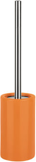 Spirella Luxe Toiletborstel in houder Sienna - oranje glans - porselein - 42 x 10 cm - met binnenbak
