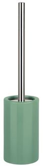 Spirella Luxe Toiletborstel in houder Sienna - salie groen glans - porselein - 42 x 10 cm - met binnenbak - Toiletborste
