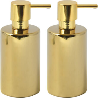 Spirella Luxe zeeppompje/dispenser Sienna - 2x - glans goud - porselein - 16 x 7 cm - 300 ml