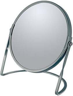 Spirella Make-up spiegel Cannes - 5x zoom - metaal - 18 x 20 cm - donkergrijs - dubbelzijdig