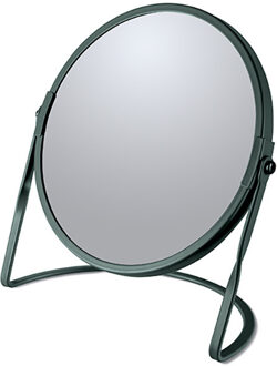 Spirella Make-up spiegel Cannes - 5x zoom - metaal - 18 x 20 cm - donkergroen - dubbelzijdig