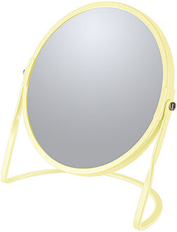 Spirella Make-up spiegel Cannes - 5x zoom - metaal - 18 x 20 cm - geel - dubbelzijdig