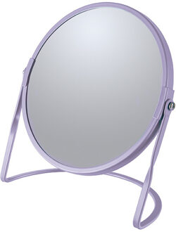Spirella Make-up spiegel Cannes - 5x zoom - metaal - 18 x 20 cm - lila paars - dubbelzijdig