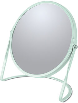Spirella Make-up spiegel Cannes - 5x zoom - metaal - 18 x 20 cm - mintgroen - dubbelzijdig