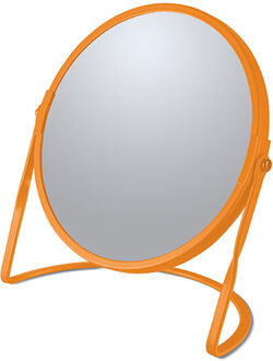 Spirella Make-up spiegel Cannes - 5x zoom - metaal - 18 x 20 cm - oranje - dubbelzijdig - Make-up spiegeltjes