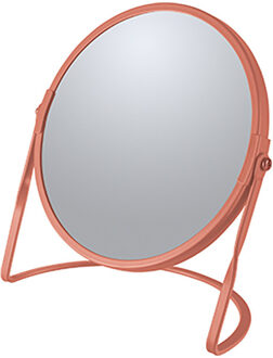 Spirella Make-up spiegel Cannes - 5x zoom - metaal - 18 x 20 cm - terracotta - dubbelzijdig