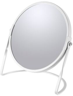 Spirella Make-up spiegel Cannes - 5x zoom - metaal - 18 x 20 cm - wit - dubbelzijdig - Make-up spiegeltjes