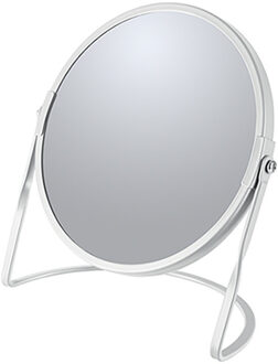 Spirella Make-up spiegel Cannes - 5x zoom - metaal - 18 x 20 cm - wit - dubbelzijdig